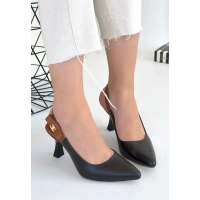 Toran Siyah Cilt Topuklu Ayakkabı