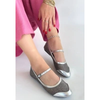 Toyan Gümüş Cilt Babet Ayakkabı