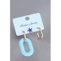 Trend Mavi Deniz Yıldızı Figürlü Küpe Seti