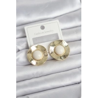 Vintage Model Beyaz Gold Renk Pirinç Kadın Küpe