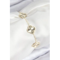 VIP Pirinç Yonca Model Gold Renk Kadın Bileklik