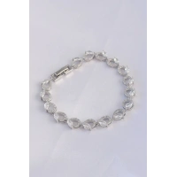 Vip Seri Pirinç Zirkon Taşlı Gümüş Renk Arpa Model Bileklik