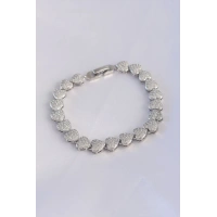 Vip Seri Pirinç Zirkon Taşlı Gümüş Renk Kalp Model Bileklik