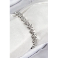 VIP Seri Pirinç Zirkon Taşlı Sıralı Yıldız Model Gümüş Renk Kadın Bileklik