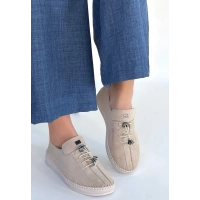 Warte Bej Süet Bağcıklı Spor Ayakkabı