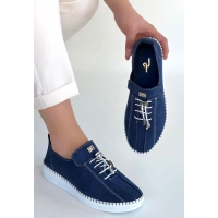 Warte Lacivert Süet Bağcıklı Spor Ayakkabı