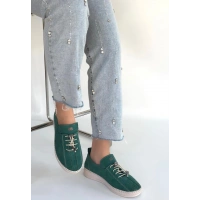 Warte Yeşil Süet Bağcıklı Spor Ayakkabı