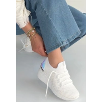 Weor Beyaz Triko Bağcıklı Spor Ayakkabı