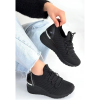 Weor Siyah Triko Bağcıklı Spor Ayakkabı