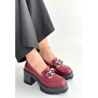 Winar Bordo Rugan Doldu Topuk Ayakkabı