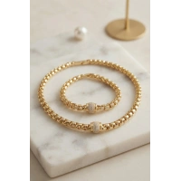 Xuping Singapur Zincir Model Kolye ve Bileklik Set