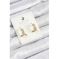 Xuping Zirkon Taşlı Ardışık Model Gold Renk Kadın Küpe