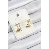 Xuping Zirkon Taşlı Baklava Model Gold Renk Kadın Küpe