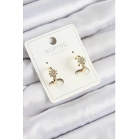 Xuping Zirkon Taşlı Çiçek Model Gold Renk Kadın Küpe