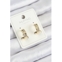 Xuping Zirkon Taşlı Desenli Halka Model Gold Renk Kadın Küpe