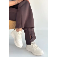 Yejja Bej Cilt Bağcıklı Spor Ayakkabı