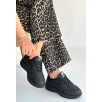 Yejja Siyah Cilt Bağcıklı Spor Ayakkabı