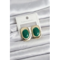 Yeşil Renk Kare Model Vintage Kadın Küpe