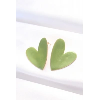 Yeşil Renk Mineli Kalp Küpe