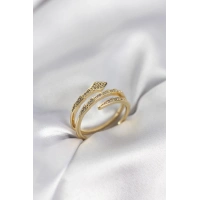 Yılan Model Gold Renk Zirkon Taşlı Kadın Yüzük