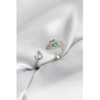 Yılan Model Zirkon Taşlı Gümüş Renk Kadın Yüzük