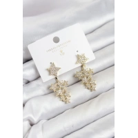 Yıldız Model Gold Renk Zirkon Taşlı Küpe
