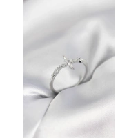 Yıldız Model Zirkon Taşlı Gümüş Renk Kadın Yüzük