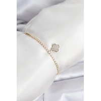 Yonca Model Zirkon Taşlı Gold Renk Asansörlü Su Yolu Bileklik