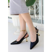 Zalin Siyah Rugan Topuklu Ayakkabı