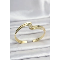 Zikzak Model Gold Renk Pirinç Kadın Bileklik