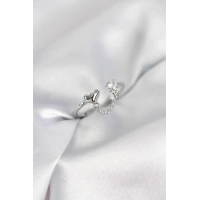 Zincir Sallantılı Kalp Model Gümüş Renk Kadın Yüzük