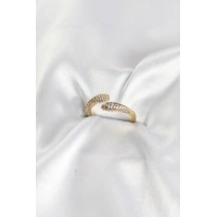 Zirkon Taşlı Gold Renk Pirinç Yüzük