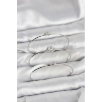 Zirkon Taşlı Gümüş Renk Tek Taş Model 3lü Kadın Bileklik Kombini