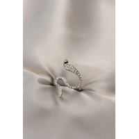 Zirkon Taşlı Gümüş Renk Yılan Yüzük