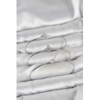 Zirkon Taşlı Gümüş Renk Yonca Model 3lü Kadın Bileklik Kombini