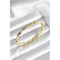 Zirkon Taşlı Küp Şerit Model Pirinç Gold Renk Kadın Bileklik