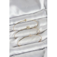 Zirkon Taşlı Kutup Yıldızı Model Gold Renk 3lü Kadın Bileklik Kombini