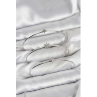 Zirkon Taşlı Kutup Yıldızı Model Gümüş Renk 3lü Kadın Bileklik Kombini