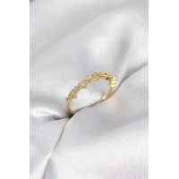 Zirkon Taşlı Pirinç Gold Renk Kadın Yüzük