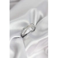 Zirkon Taşlı Sarmal Sedefli Gümüş Renk Kadın Yüzük