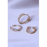 Zirkon Taşlı Zincir Model Küpe Seti