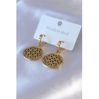 316L Çelik Gold Renk Lotus Model Kadın Küpe