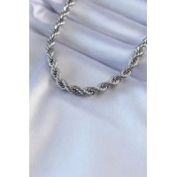 316L Çelik Gümüş Renk Burgu Model 45 cm Kadın Kolye