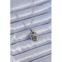 316L Çelik Gümüş Renk Zirkon Taşlı Kadın Kolye