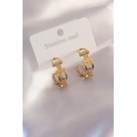 Çelik Gold Renk Tifanny Zincir Model Kadın Küpe