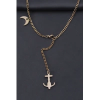 Çelik Rose Renk Çapa Tasarımlı Kadın Kolye