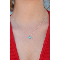 Gold Renk Mavi Boncuk Figür Kadın Kolye