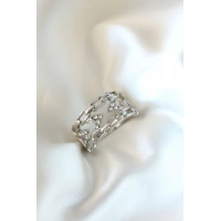 Gümüş Kaplama Zirkon Taşlı Kadın Yüzük