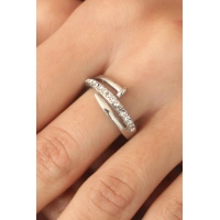 Gümüş Renk Taşlı Çivi Ayarlanabilir Kadın Yüzük