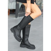 Idax Siyah Cilt Topuklu Çizme